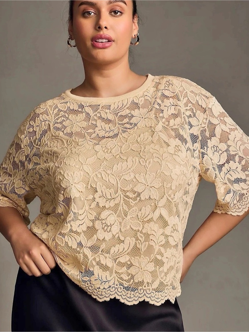 DOLAN Floral Lace Top Beige Size 3X Like New
